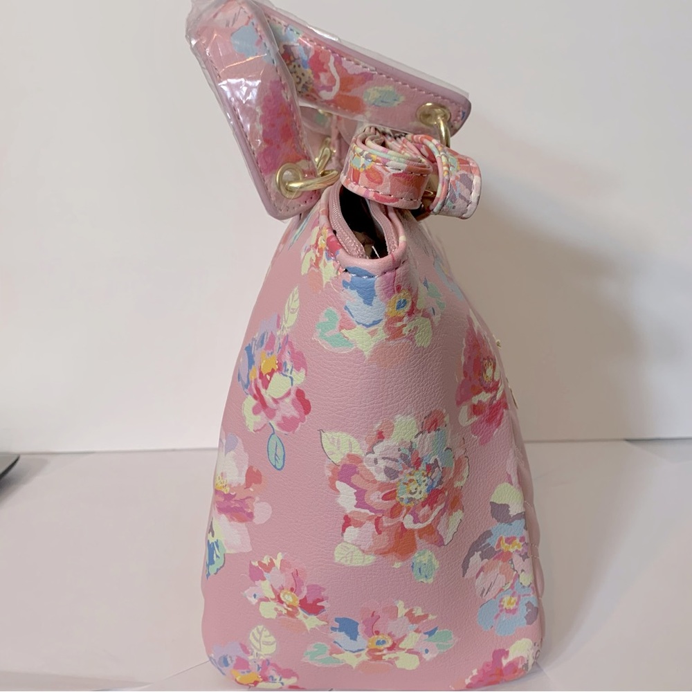 (SOLD)Betsey Johnson crossbody pink floral crescent shape - Picture 6 of 9